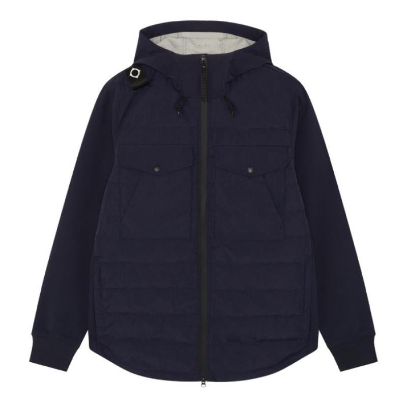 SOFTSHELL DOWN QUILT HOODED JACKET Ink Navy