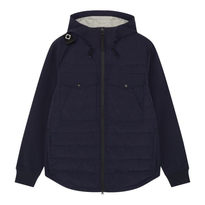 SOFTSHELL DOWN QUILT HOODED JACKET Ink Navy