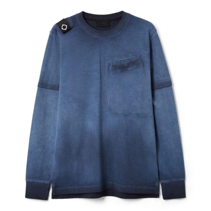 OIL WASH LS DOUBLE SLEEVE TEE SHIRT Ink Navy