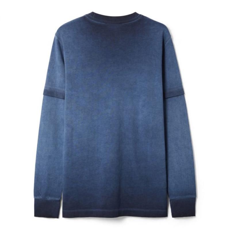 OIL WASH LS DOUBLE SLEEVE TEE SHIRT Ink Navy