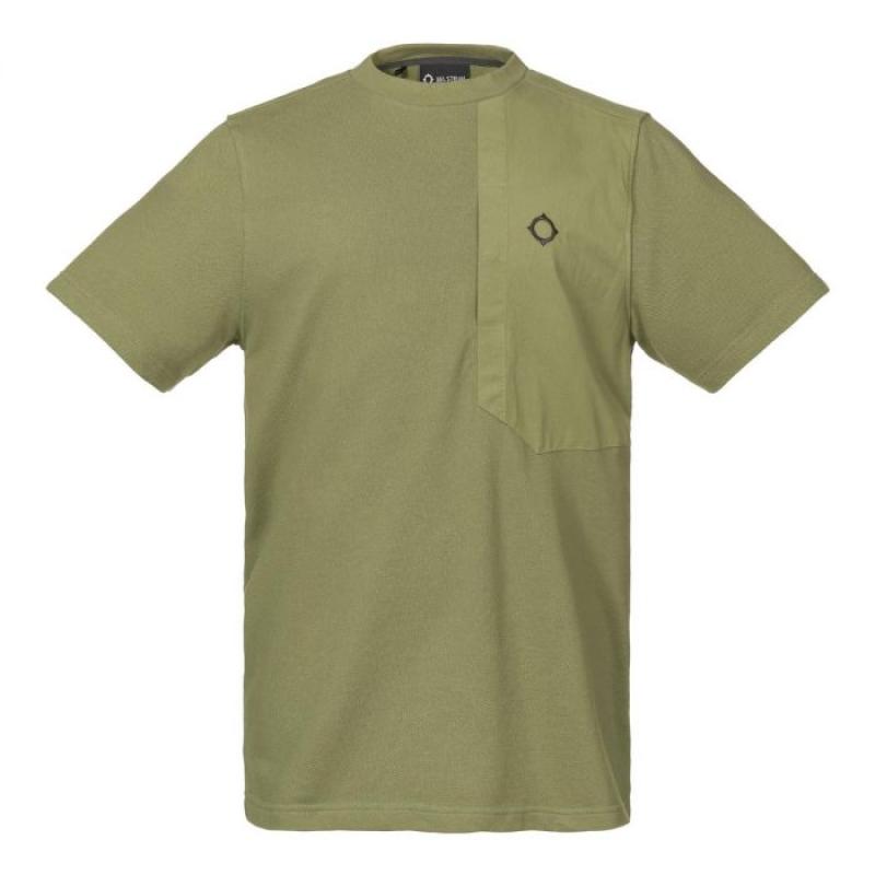 SS PIQUE POCKET TEE Green Canopy