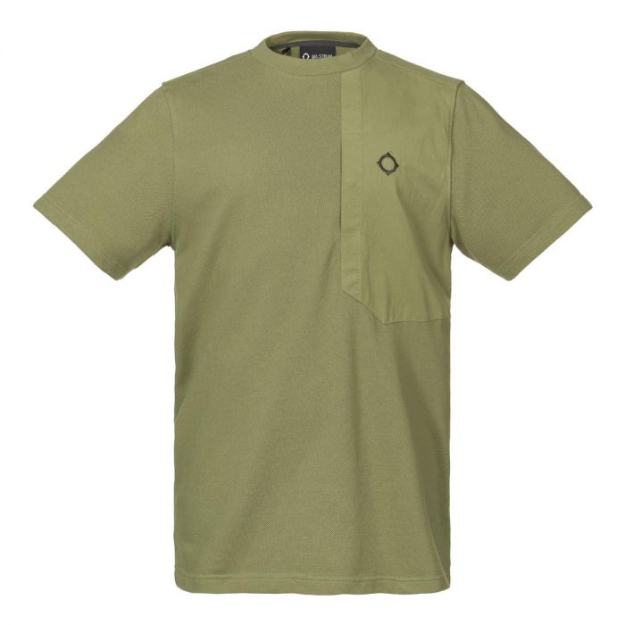 SS PIQUE POCKET TEE Green Canopy