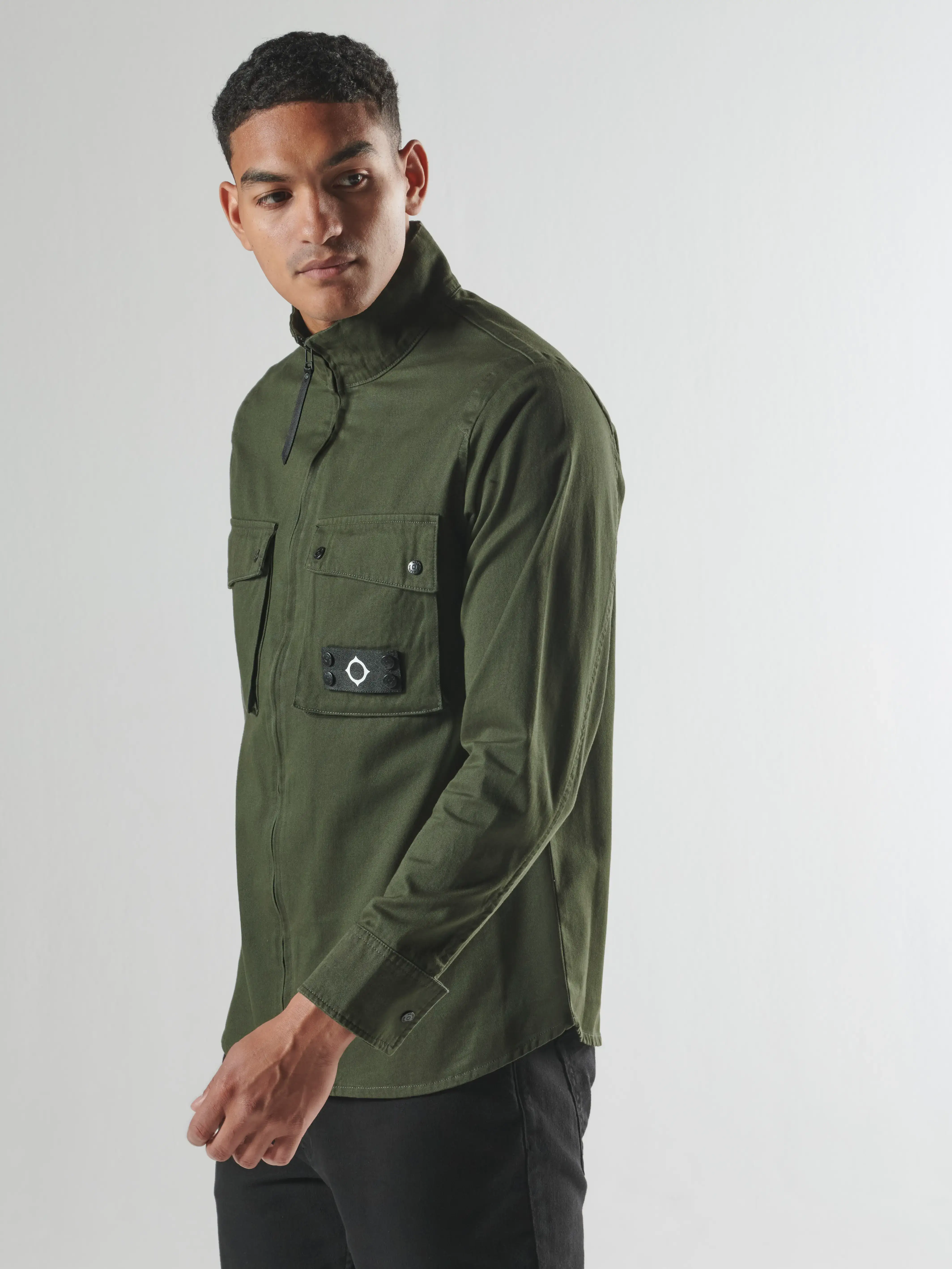 AERIAL FUNNEL NECK OVERSHIRT Oil Slick