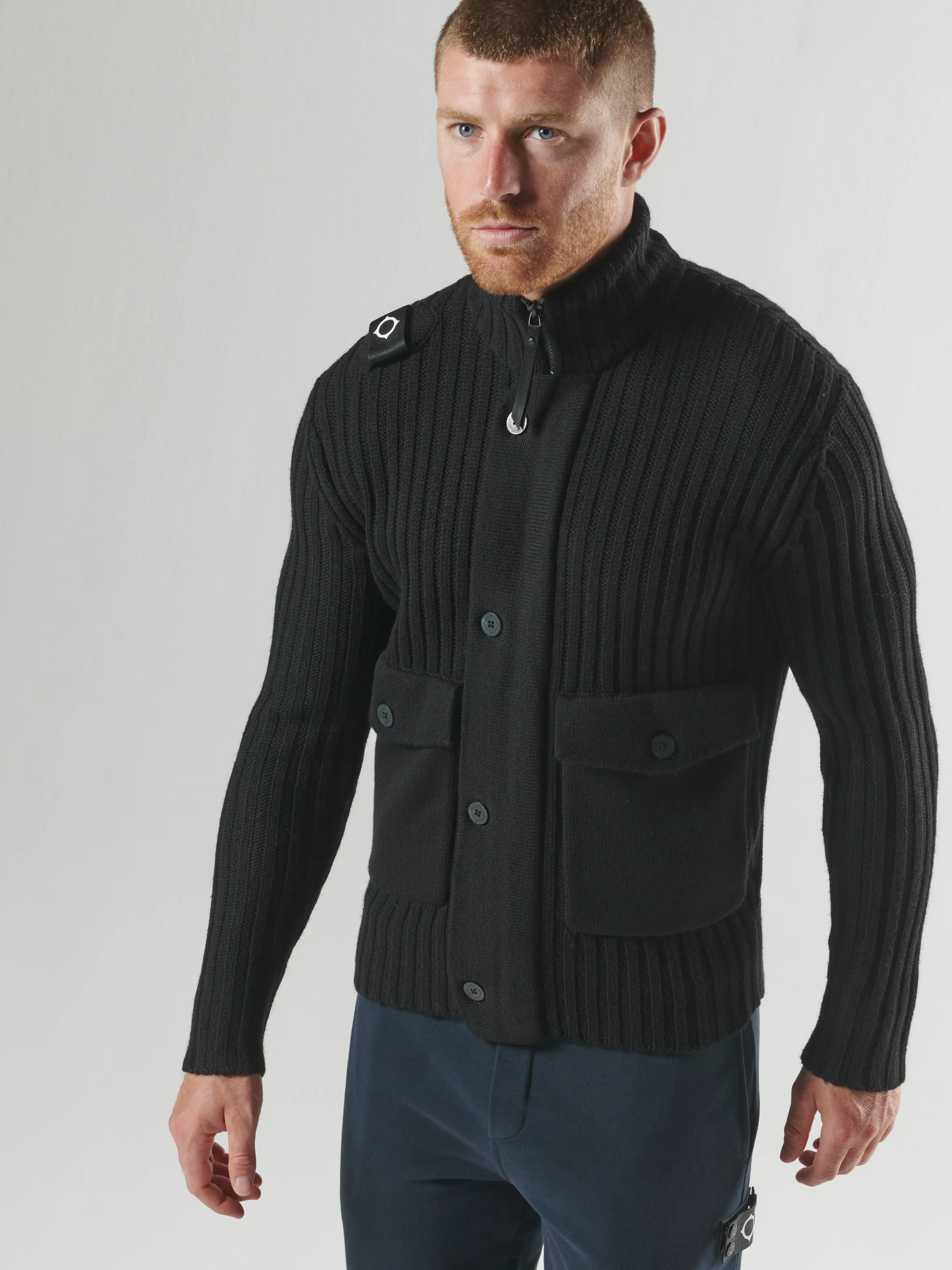 GLAZE FULL ZIP KNIT Jet Black