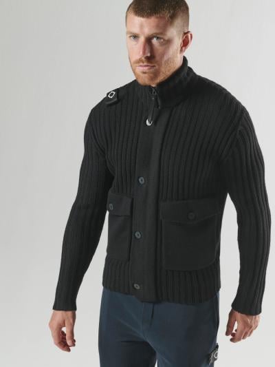GLAZE FULL ZIP KNIT Jet Black