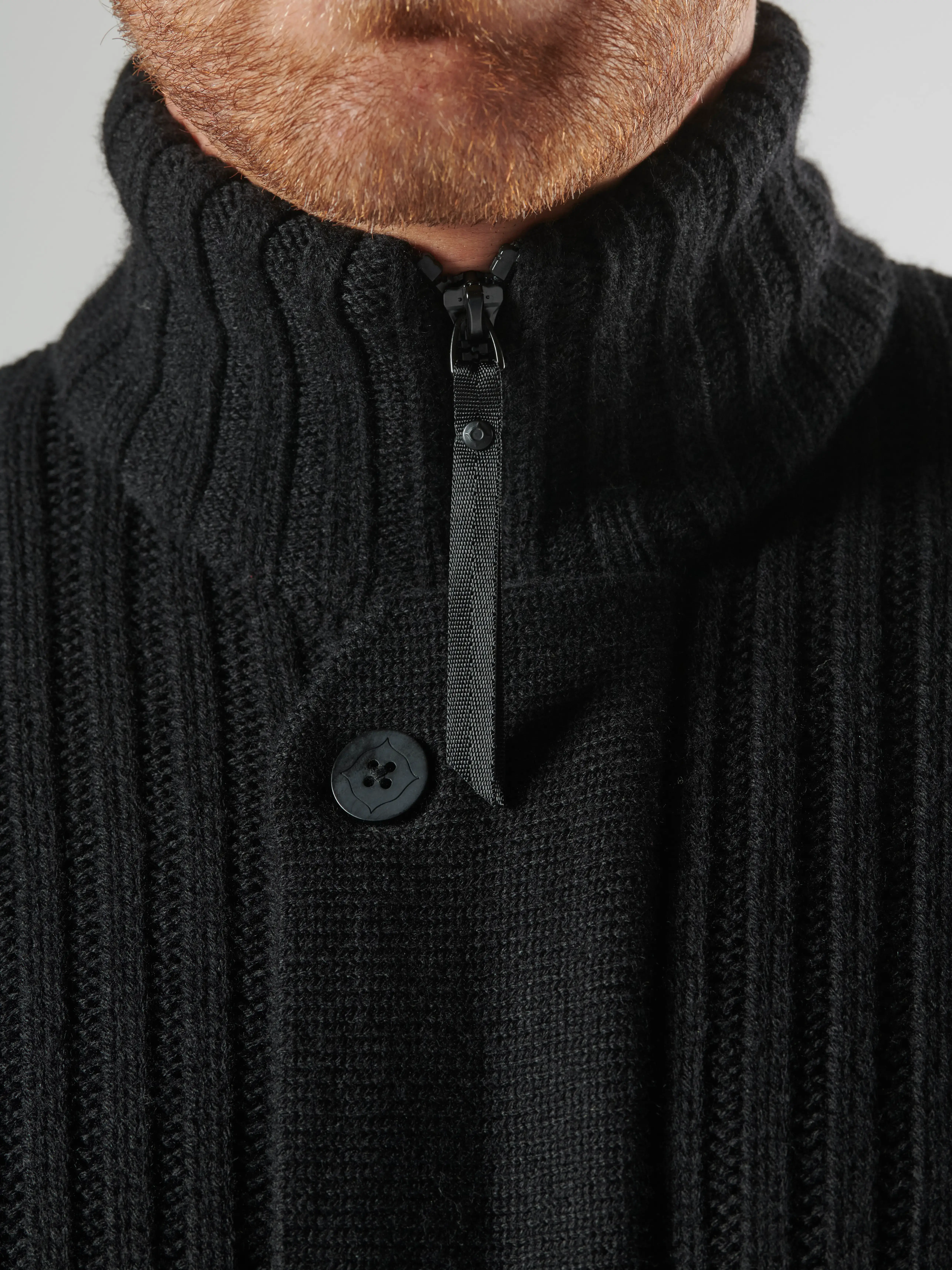 GLAZE FULL ZIP KNIT Jet Black