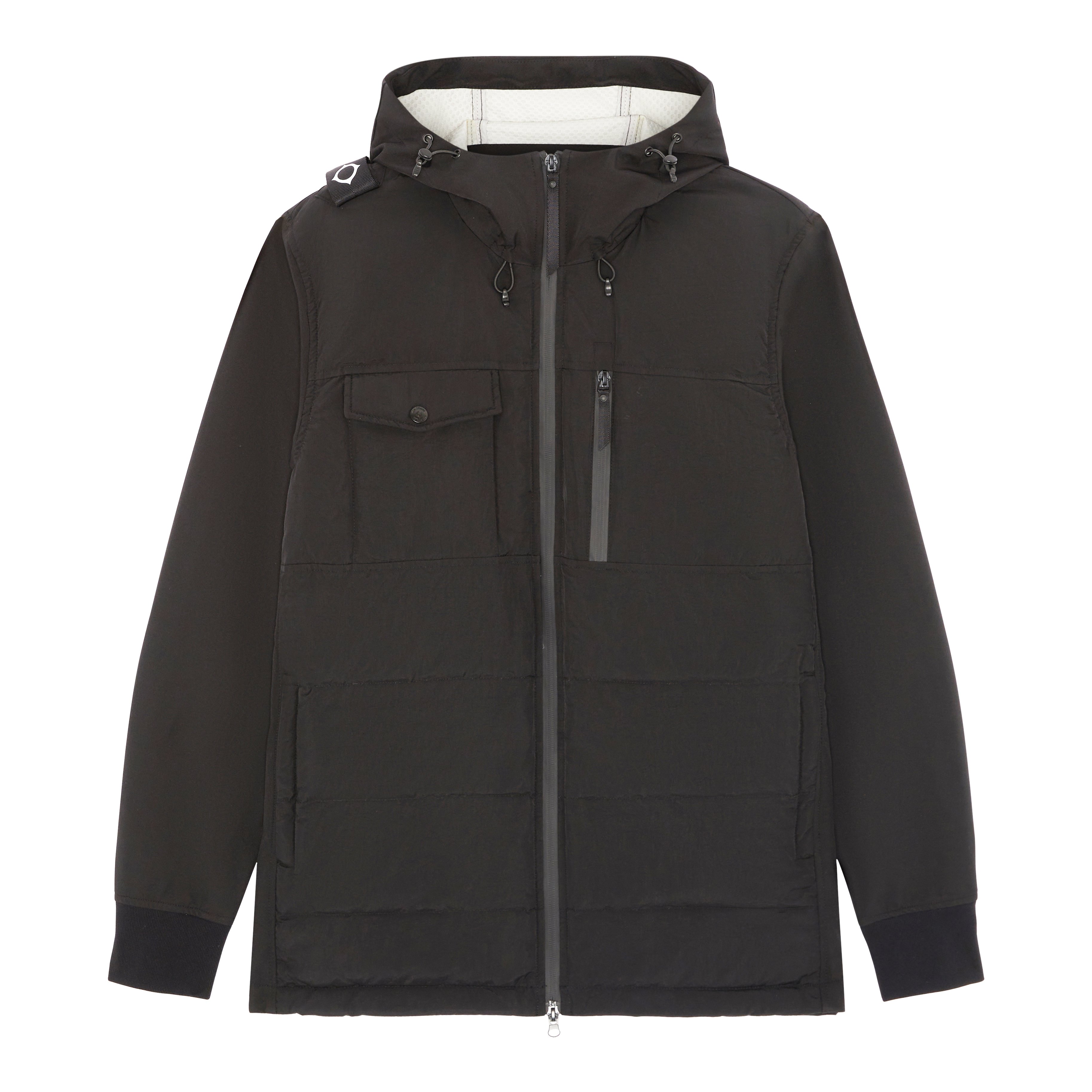 SOFTSHELL DOWN QUILT HOODED JACKET Jet Black