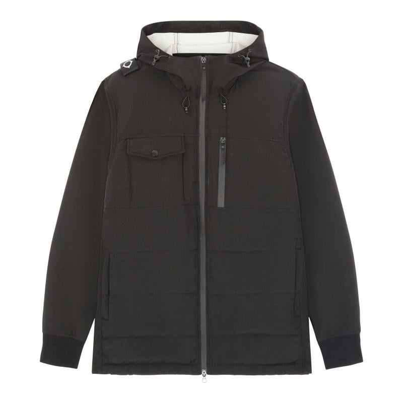 SOFTSHELL DOWN QUILT HOODED JACKET Jet Black