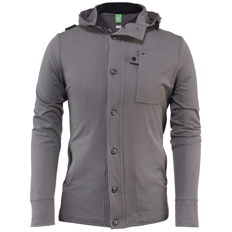 Button Front Mid-Weight Fleece FREIGHT GREY