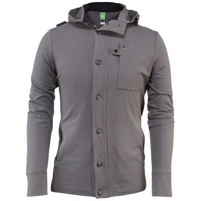 Button Front Mid-Weight Fleece FREIGHT GREY