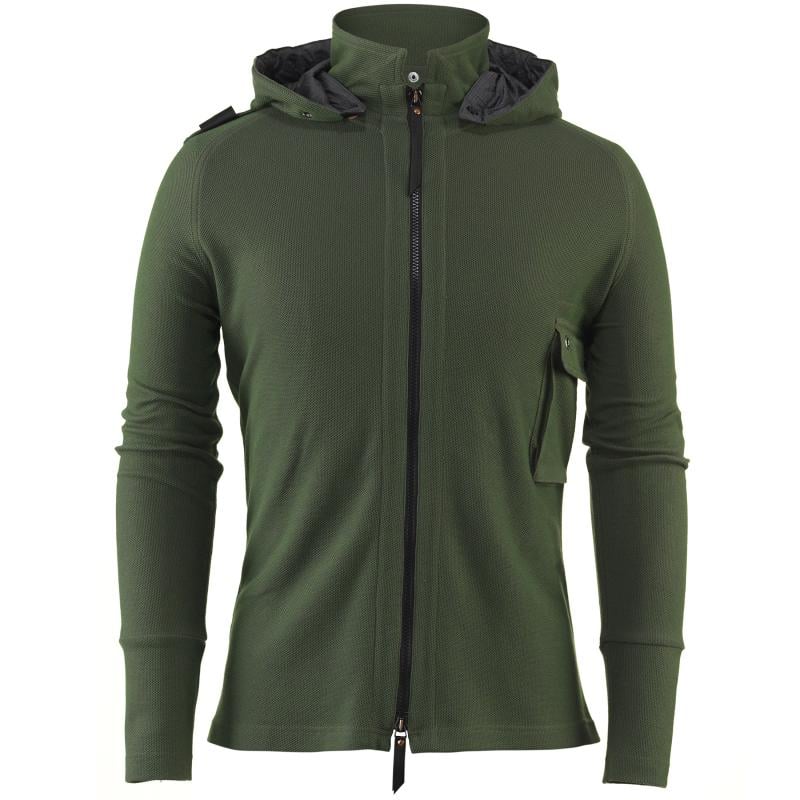 Hooded Zip Front Pique BITTER GREEN