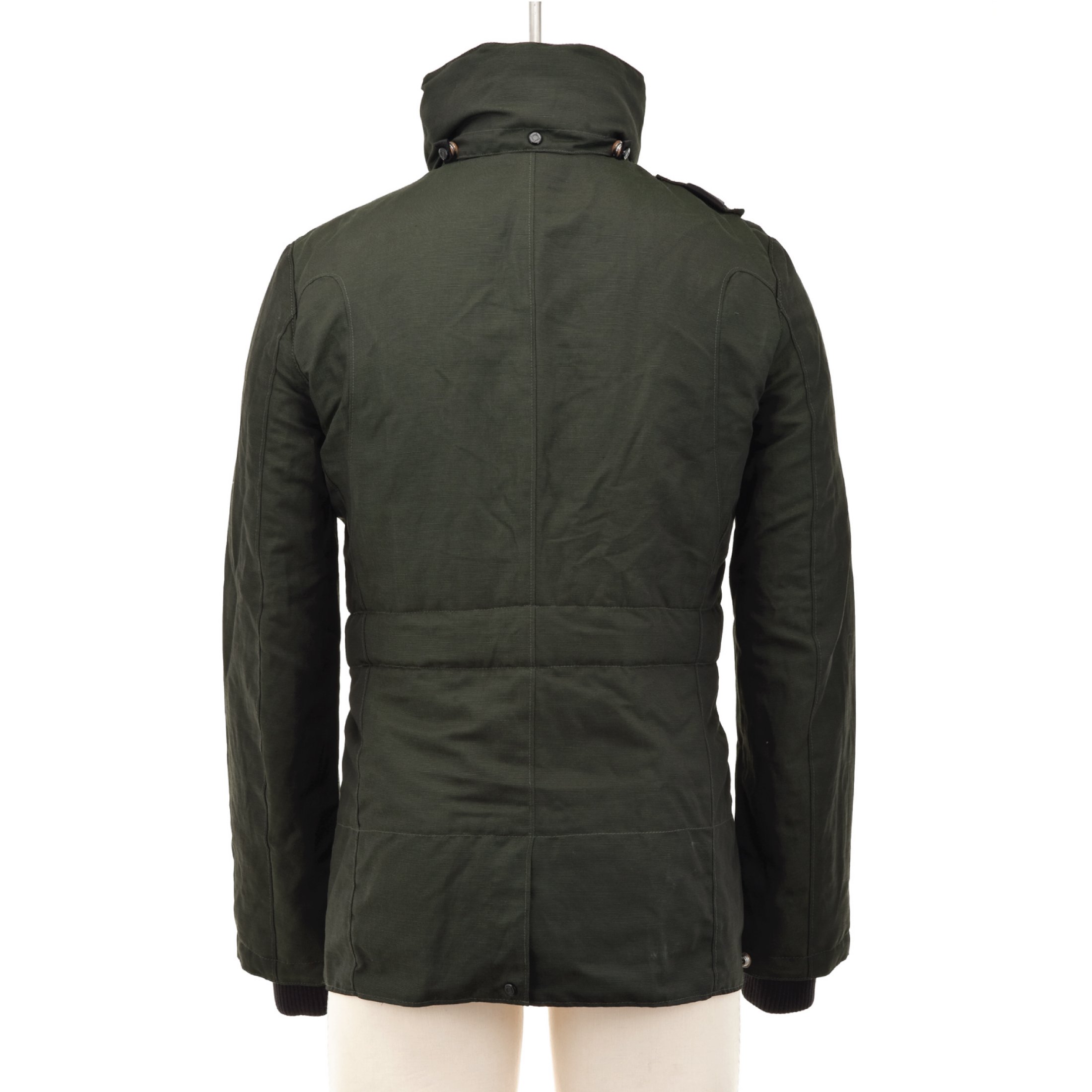 Cross-Dyed Oxford Thigh Length Coat GREEN 2 TONE